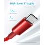 USB Type C Cable, Anker [2-Pack 3Ft] Premium Nylon USB-C to USB-A Fast Charging Type C Cable, for Samsung Galaxy S10 / S9 / S8 / Note 8, LG V20 / G5 / G6 and More(Red)