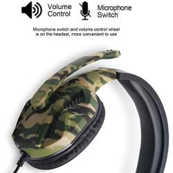 Professional Gaming Headset with Microphone Stereo Deep Bass Camouflage Wired Headphones for PC Cell Phone Laptop