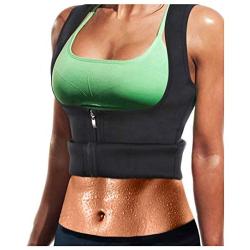 LODAY Women Neoprene Sauna Sweat Waist Trainer Vest with Zipper for Weight Loss Gym Workout Body Shaper Tank Top Shirt