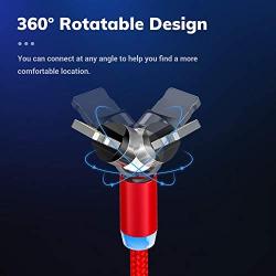 360° Magnetic Charging Cable, 3 in 1 Cable,Compatible with Micro USB, Type C Smartphone and iProduct Device (2 Pack 3.3ft) Red