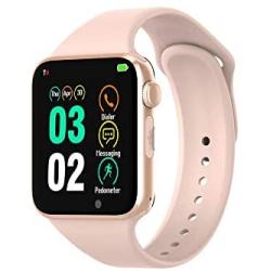 Sazooy Smart Watch, Fitness Trackers Touch Screen Smartwatch Fitness Watch with Camera Pedometer Sleep Monitor Music Player SIM SD Card Slot Compatible iOS Android Phones Men Women (Pink)