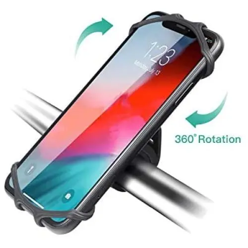 Newppon Bike & Motorcycle Phone Mount :360° Rotation Adjustable Bicycle Handlebar Rack Cell Phone Holder for Scooter Stroller Compatible iPhone 11 Pro Max SE X Xs Xr 8 7 6 Plus Samsung Galaxy Nexus