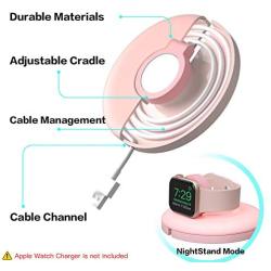 PZOZ Charger Stand Compatible for Apple Watch, Portable Charging Station Cable Management Dock Holder Case Organizer for iWatch with Band Series 5 4 3 2 1 44mm 40mm 42mm 38mm Accessories (Pink)