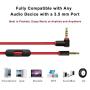 Replacement Audio Cable Cord Wire with in line Microphone and Control for Beats by Dr Dre Headphones Solo Studio Pro Detox Wireless Mixr Executive Pill (Black Red)