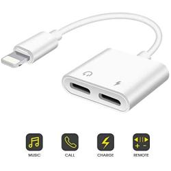 Headphone Jack Adapter Dongle for iPhone 11/11 Pro/11 Pro Max/Xs/Xs Max/XR/X (10) / 8/8 Plus/ 7/7 Plus,4 in 1 Dual Headphone Converter Car Charge Accessories Cables & Audio Connector