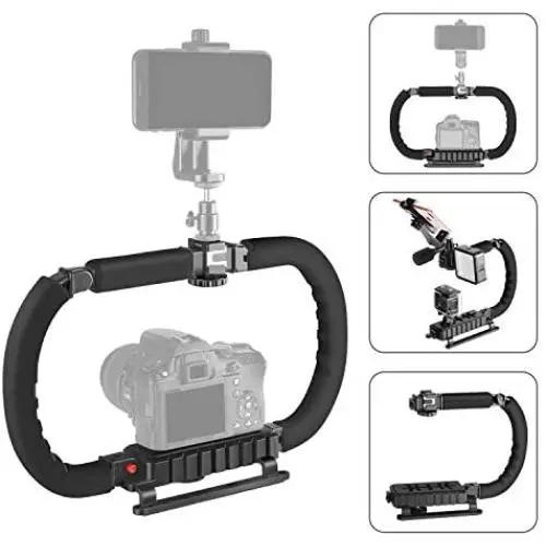 Neewer DSLR/Mirrorless/Action Camera Camcorder Phone Stabilizer 2-Handed Vlog Video Holder Rig Low Position Shooting Steadycam Mount Detachable Grip Compatible with GoPro Canon Nikon iPhone Samsung