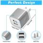 USB Wall Charger, X-EDITION 4-Pack 10.5W/2.1A Universal 2-Port USB Wall Plug Power Adapter for Phone X, 8/8 Plus 7/7 Plus, 6/6 Plus 6S, Pad, Samsung Galaxy S5 S6 S7 Edge, Nexus, LG (Gray)