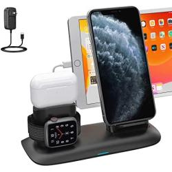 Wireless Charger, 4 in 1 Wireless Charging Station for ipad Apple Watch and iPhone Airpods Pro, Wireless Charging Stand for iPhone 11/11 Pro Max/X/XR/Xs/8 Plus Apple Watch Charger 5 4 3 2 1 Airpods 2