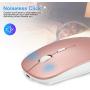 Bluetooth Wireless Mouse, Dual Mode Slim Rechargeable Wireless Mouse Silent Cordless Mouse with Bluetooth 4.0 and 2.4G Wireless, Compatible with Laptop, PC, Windows Mac Android OS Tablet (Rose Gold)