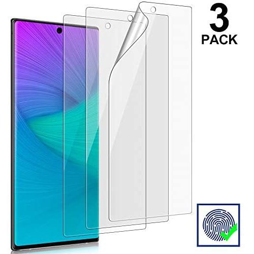 3-Pack Galaxy Note 10 Screen Protector, [Self Healing] [Easy Install & Bubble Free] [Ultrasonic Fingerprint Support] Transparent HD TPU Protetive Film for Samsung Galaxy Note 10