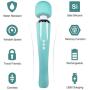 Cordless Wand Massager - Therapeutic Personal Massager - 8 Speeds 20 Vibrating Patterns - USB Rechargeable - Handheld Cordless and Powerful - Wand Massager for Muscle Aches - Sports Recovery-Turquoise