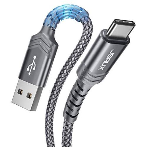 USB-C Cable 3A Fast Charging, JSAUX 3-Pack (10ft+6.6ft+3.3ft)USB A to Type C Charger Charge Nylon Braided Cord Compatible with Samsung Galaxy S10 S10E S9 S8 Plus Note 10 9 8,Moto Z,LG G8, USB C(Grey)