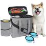 maxpama Dog & Cat Travel Bag - Weekend Tote Organizer Bag for Dogs Travel,Airline Approved - Includes 1X Pet Travel Bag, 2X Food Storage Containers and 2X Collapsible Silicone Dog Bowls - Gray