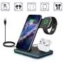 MITERV Wireless Charger, 3 in 1 Qi-Certified Fast Charging Dock Station for iPhone 11/11 Pro Max/XR/XS/X/8/8P Nightstand Mode for Apple Watch Series 5/4/3/2/1 Airpods Pro/2/1 (Black)