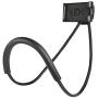 Universal Smart Mobile Phone Stand,Hanging on Neck Cell Phone Mount Holder, Flexible Lazy Bracket DIY Free Rotating for Multiple Functions (Black)