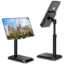 B-Land Cell Phone Stand, Adjustable Phone Holder Stand for Desk, Universal Desktop Phone Stand Tablet Stand Compatible with iPhone SE 11 Pro XS Max XR X 8 7 6S Plus Samsung Galaxy S10 S9 & Tablets