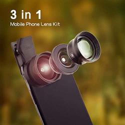 SIRUI 3in1 Lens Kit for Mobile Phones (18mm Wide Angle, 60mm Portrait, 170° Fisheye) made of German Schott Glass and Aluminium Housing