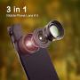 SIRUI 3in1 Lens Kit for Mobile Phones (18mm Wide Angle, 60mm Portrait, 170° Fisheye) made of German Schott Glass and Aluminium Housing