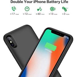 Feob Battery Case for iPhone XS/X/10, Rechargeable 6500mAh Portable Charging Case Extended Battery Pack Cover Power Bank Charger Case for iPhone Xs/X[5.8 inch]-Black