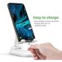 SHAWE Cell Phone Stand, Angle Height Adjustable Stable Desktop Tablet Stand, Foldable Sturdy Aluminum Metal Phone Holder Compatible with 3.5"-12.9" Mobile Phones and Tablets (White)
