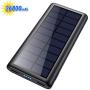 Solar Charger 26800mAh Portable Solar Power Bank with 4 LEDs and 2 USB Output Ports External Battery Pack for Outdoor Camping for Smartphone, Andriod Phone and Teblet