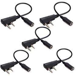 Retevis 2 Pin to 3.5mm Earpiece Adapter Cable 2 Way Radio Headset Adapter for Baofeng BF-888S RT21 RT22 H-777 RT7 RT27 Walkie Talkies (5 Pack)