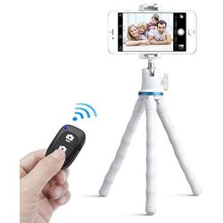 Phone Tripod, UBeesize 12 Inch Flexible Cell Phone Tripod Stand Holder with Wireless Remote Shutter & Universal Phone Mount, Compatible with iPhone/Android/DSLR/GoPro Camera, White