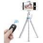 Phone Tripod, UBeesize 12 Inch Flexible Cell Phone Tripod Stand Holder with Wireless Remote Shutter & Universal Phone Mount, Compatible with iPhone/Android/DSLR/GoPro Camera, White