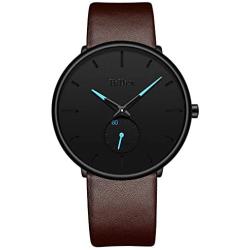 Mens Watches Minimalist Ultra Thin Waterproof Fashion Dressy Wrist Watch for Men Business Casual Luxury Quartz Analog Watch