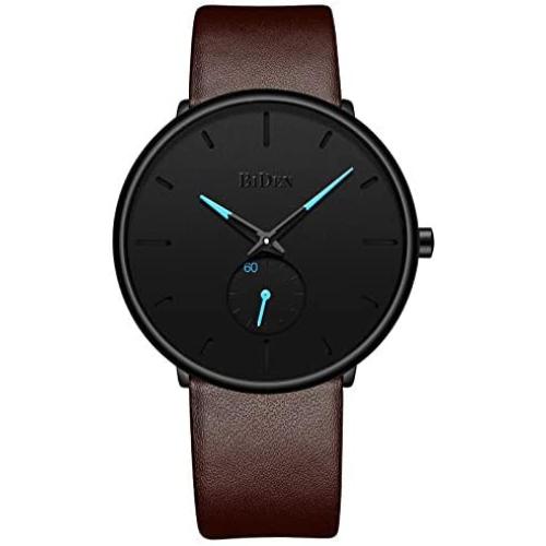 Mens Watches Minimalist Ultra Thin Waterproof Fashion Dressy Wrist Watch for Men Business Casual Luxury Quartz Analog Watch
