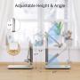 Cell Phone Stand Phone Holder, Adjustable Angle Height Phone Stand for Desk&Foldable Portable Aluminum Desktop Phone Stand, Universal Tablet Holder Compatible with iPhone Cell Phone Tablet (White)