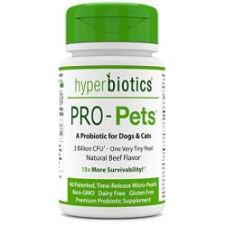 PRO-Pets Probiotics for Dogs and Cats: Time Release Probiotic for Your Companions Health (Dog or cat) - Very Easy to Swallow - 6 Strains - 15x More Effective Than Others - Top Supplement for Pets