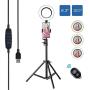 Cliusnra LED Selfie Ring Light: 6.3" Small Tripod Stand Phone Holder Kit YouTube Video iPhone Ipad Photography Photo Vlog Makeup Dimmable Warm/White/Natural O-Light Desk Floor Large USB Halo Lamp