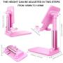 Cell Phone Stand,CreaDream Adjustable Phone Holder, Cradle, Portable Foldable Desktop Stand Compatible with All Smartphone/iPad/Kindle/Tablet/Switch Charging Accessories Desk-Pink