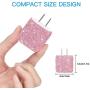 SAVORI Dual USB Wall Charger, Bling Rhinestones Wall Charger Plug Power Adapter with USB 3-in-1 Multi Charging Cable Compatible with iPhone iPad Android Type C Phones (Pink)