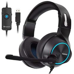 NUBWO N11U USB Gaming Headset with 7.1 Surround Sound Stereo, USB Headphones with Noise Canceling Mic & RGB Light, Compatible with PC, PS4 Console, Laptop