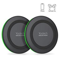 Yootech [2 Pack] Wireless Charger,Qi-Certified 10W Max Wireless Charging Pad Compatible with iPhone SE 2020/11/11 Pro/11 Pro Max/XR/XS/X/8,Galaxy S20/Note 10/Note 9/S10,AirPods Pro(No AC Adapter)