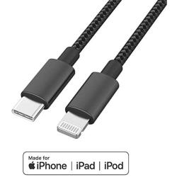 Apple MFi Certified USB C to Lightning Cable Made for iPhone X/XS/XR/XS Max / 8/8 Plus, Supports Power Delivery (for Use with Type C Chargers) 4FT (Black)