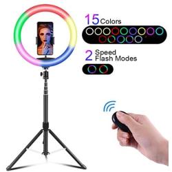 LED RGB Ring Light kit, 10 inch Ring Light, with Tripod Stand, Mobile Phone Stand with Adjustable Temperature Lighting, Used for Camera/Selfie/TikTok/Makeup/Video Shooting (Upgraded Version)