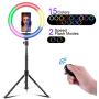 LED RGB Ring Light kit, 10 inch Ring Light, with Tripod Stand, Mobile Phone Stand with Adjustable Temperature Lighting, Used for Camera/Selfie/TikTok/Makeup/Video Shooting (Upgraded Version)