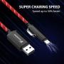 [Apple MFi Certified] Foxnovo Led iPhone Charger Cable, 2-in-1 Led Lightning Cable with 360° Flowing Light for iPhone 11/11 Pro/Max/XS/XR/X/8/8 Plus/7/7 Plus/6/6 Plus/5s/5s Plus/Android (Red), 3.3FT