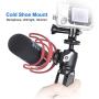 Ball Head with Cold Shoe Mount, 360 Degree Panning, 90 Degree Tilt Notch, 1/4" Screw and Shoe Mount, for Tripod,Selfie Stick,Monopod Mount, Come with on Camera Hot Shoe Adapter.
