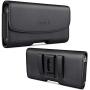 BOMEA iPhone 11 Pro Max/XS Max Holster, Premium Leather Belt Case with Belt Clip and Loops Cell Phone Holder Pouch for Apple iPhone Xs Max / 11 Pro Max (Fits Phone w/Otterbox Commuter Case) Black