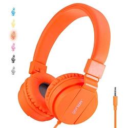 ONTA gorsun Foldable On Ear Audio Adjustable Lightweight Headphone for chlidren Cellphones Smartphones iPhone Laptop Computer Mp3/4 Earphones (Orange)