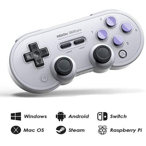 RunSnail 8Bitdo SN30 Pro Wireless Bluetooth Controller with Joysticks Rumble Vibration USB-C Cable Gamepad for Windows, Mac OS, Android, Steam, etc, Compatible with Nintendo Switch