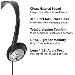 Panasonic Headphones On-Ear Lightweight with XBS RP-HT21 (Black & Silver)