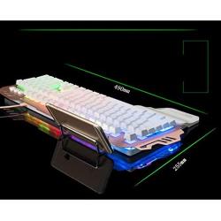 USB Keyboard Wrist Rest Compact Layout Mechanical Gaming Keyboard 104 Key Mobile Phone Holder for Windows PC 49x26cm