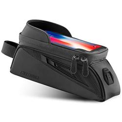 Bike Phone Front Frame Bag Bicycle Bag Cycling Phone Mount Top Tube Pouch Bag Bike Phone Case Holder Accessories Compatible with Mobile Phone Below 6.2”