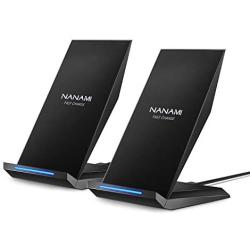 Fast Wireless Charger,[2 Pack] NANAMI Qi Certified Wireless Charging Stand Compatible iPhone SE/11/11 Pro/11 Pro Max/XR/XS Max/XS/X/8 Plus,Samsung Galaxy S20/S10/S9/S8/Note10+/9/8 and Qi-Enabled Phone
