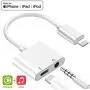 [Apple MFi Certified] iPhone 3.5mm Headphone Adapter & Splitter, 2 in 1 Lightning to 3.5mm AUX Audio Headphone + Charger Cable for iPhone 11/XS/XR/X 8 7, iPad, Support Calling + + Sync + Music Control
